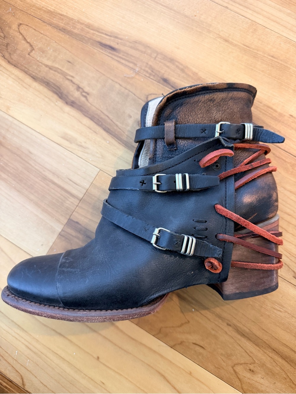 Freebird by Steven Crue Leather Ankle Boots Size 10 Black Brown